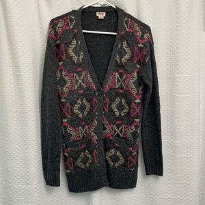 Mossimo Supply Co. Gray and Pink Patterned Cardigan
